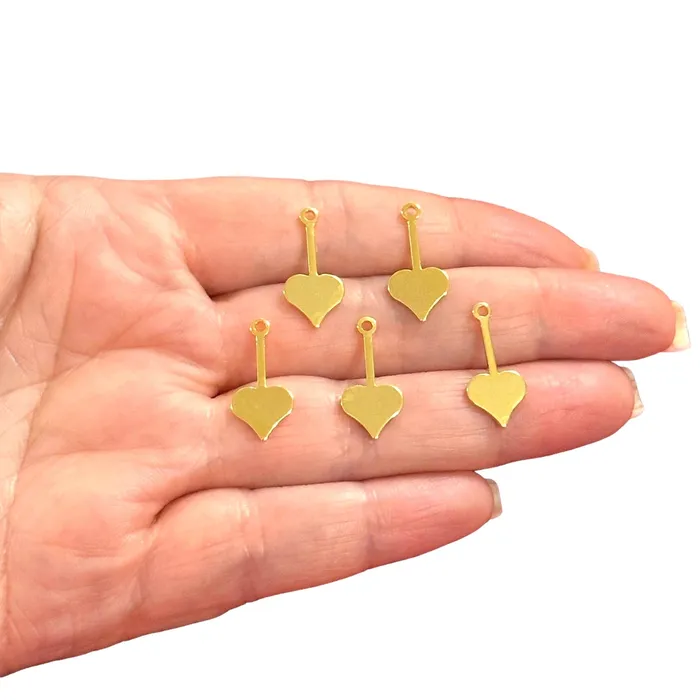 Peppy Beads Earrings 24Kt Gold Plated Heart Stick Charms5 pcs in a pack