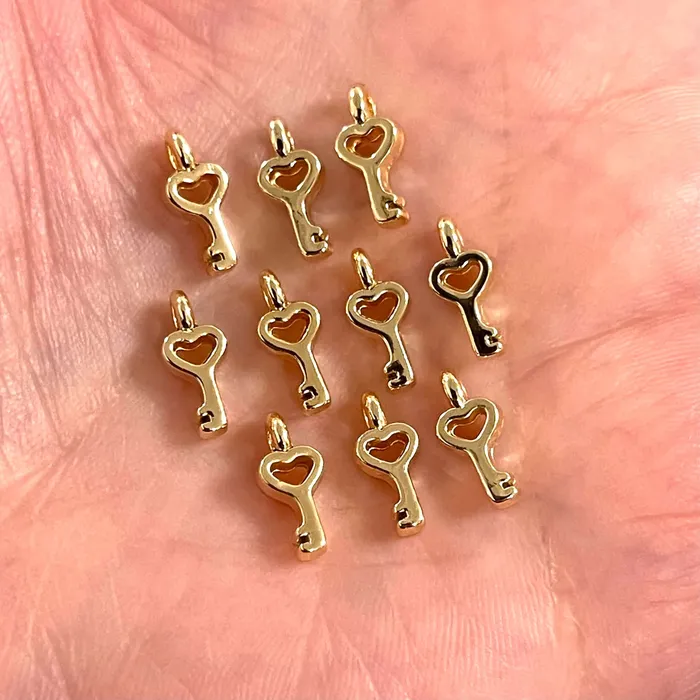 Peppy Beads Earrings 24Kt Gold Plated Key Charms 10 pcs in a pack