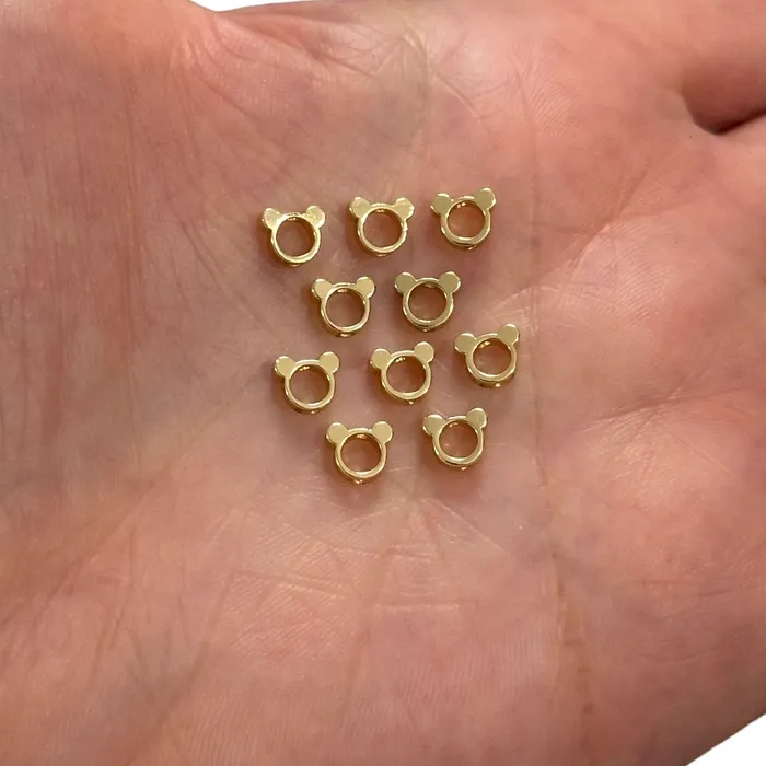 Peppy Beads Earrings 24Kt Gold Plated Mouse Shape Spacers 10 pcs in a pack