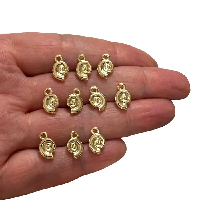 Peppy Beads Earrings 24Kt Gold Plated Shell Charms Gold Under the Sea Charms 10 pcs in a pack