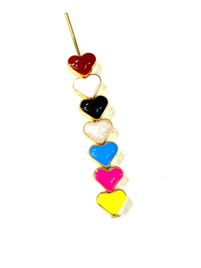Peppy Beads Earrings 24Kt Shiny Gold Plated Sugar Pink Enamelled Heart Spacer Charms 5 pcs in a pack