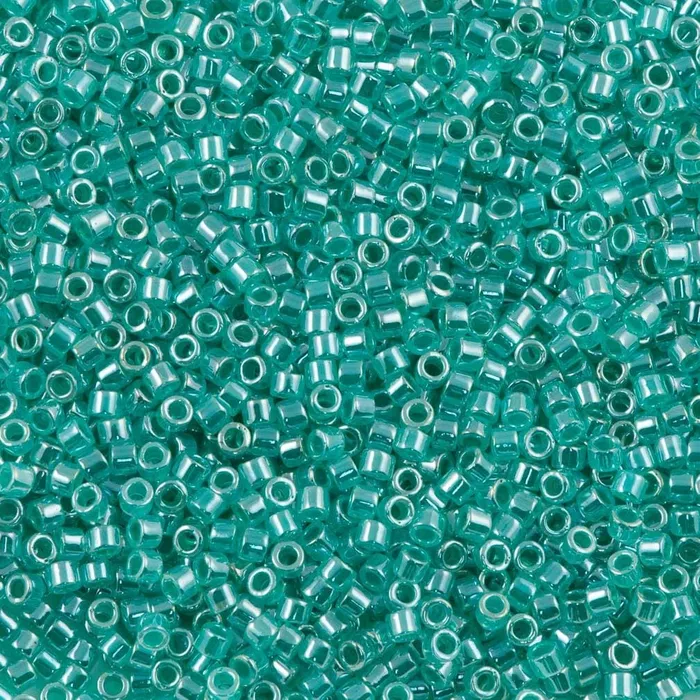 Peppy Beads Earrings DB0238 Lined Crystal Green Aqua Lust Miyuki Delica 110