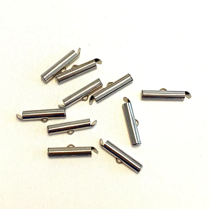 Peppy Beads Earrings Miyuki Slide End Tubes 20mm Rhodium Plated 10 Tubes in a pack Peppy Beads Earrings Miyuki Slide End Tubes 20mm Rhodium Plated 10 Tubes in a pack