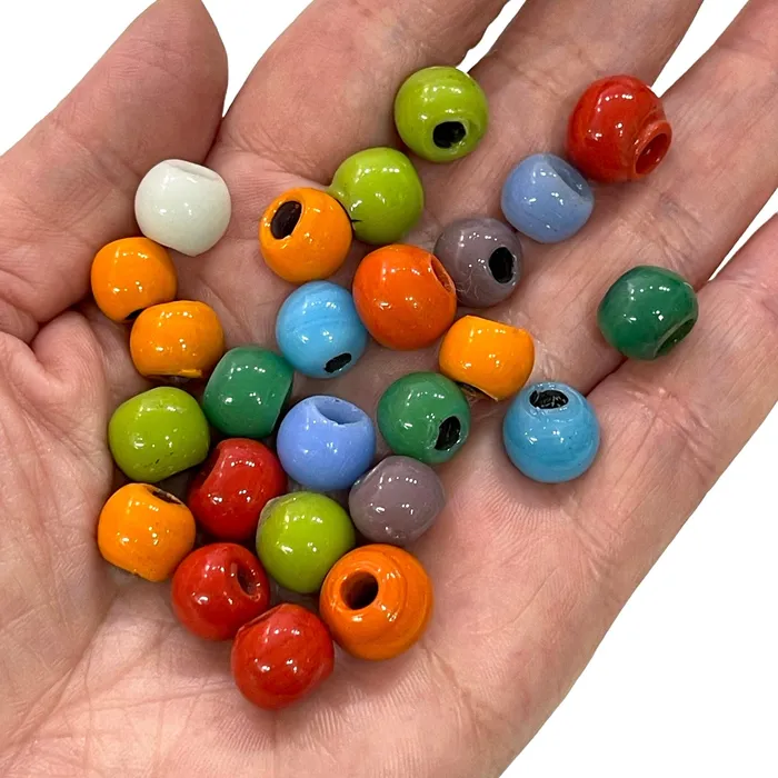 Peppy Beads Earrings Traditional Turkish Artisan Handmade Round Glass Beads Large Hole Glass Beads 25 Beads in a pack Peppy Beads Earrings Traditional Turkish Artisan Handmade Round Glass Beads Large Hole Glass Beads 25 Beads in a pack