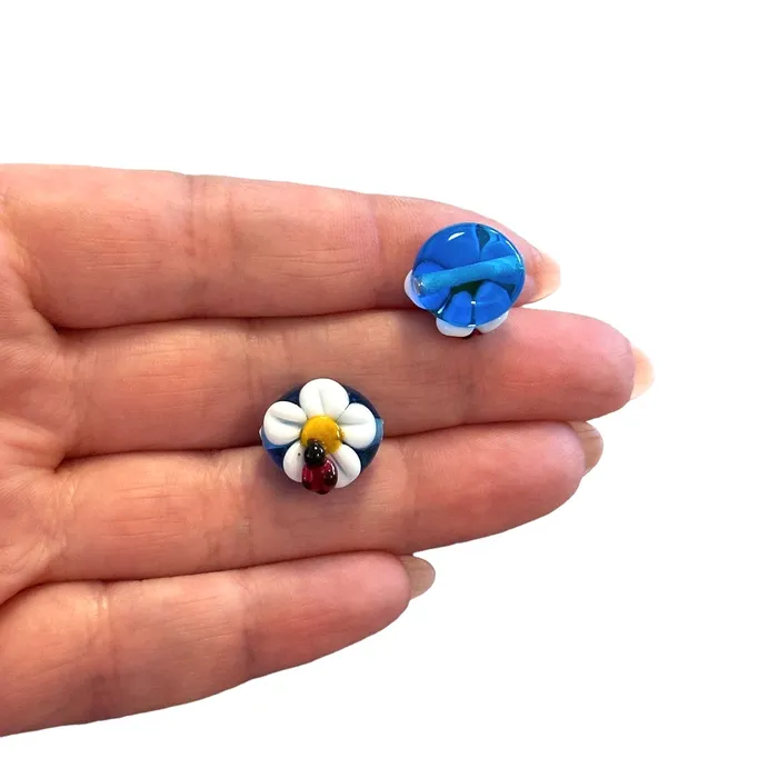 Peppy Beads Hand Made Murano Glass DaisyLadybird Charm Charm Necklaces