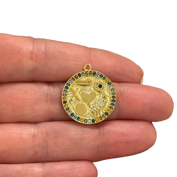 Peppy Beads Necklaces 24Kt Gold Plated CZ Micro Pave Lucky Pendant