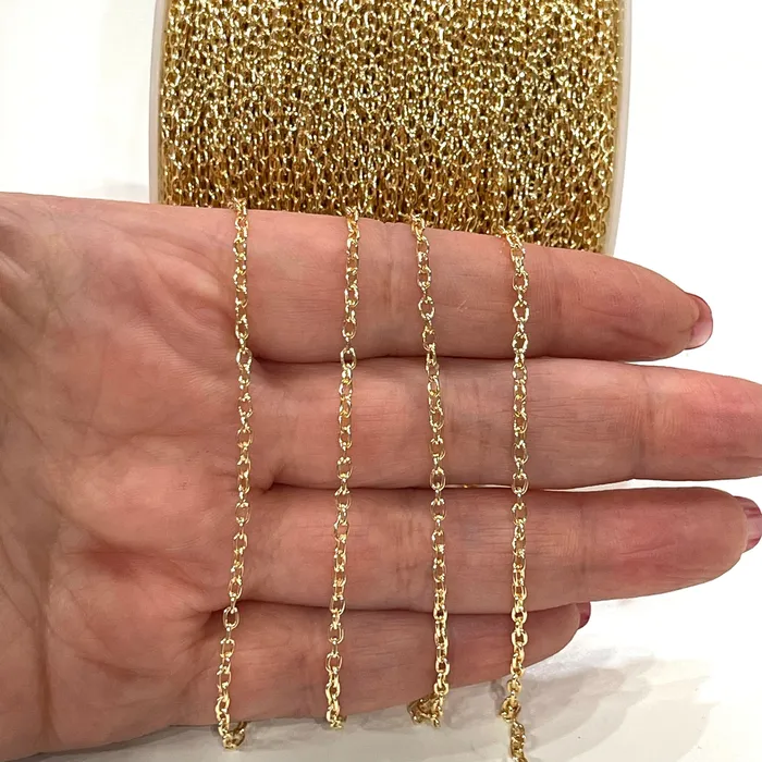 Peppy Beads Necklaces 24Kt Gold Plated Rolo Chain 3x2mm Open Link Rolo Chains Gold Curb Chain Necklace Extender Chain Peppy Beads Necklaces 24Kt Gold Plated Rolo Chain 3x2mm Open Link Rolo Chains Gold Curb Chain Necklace Extender Chain