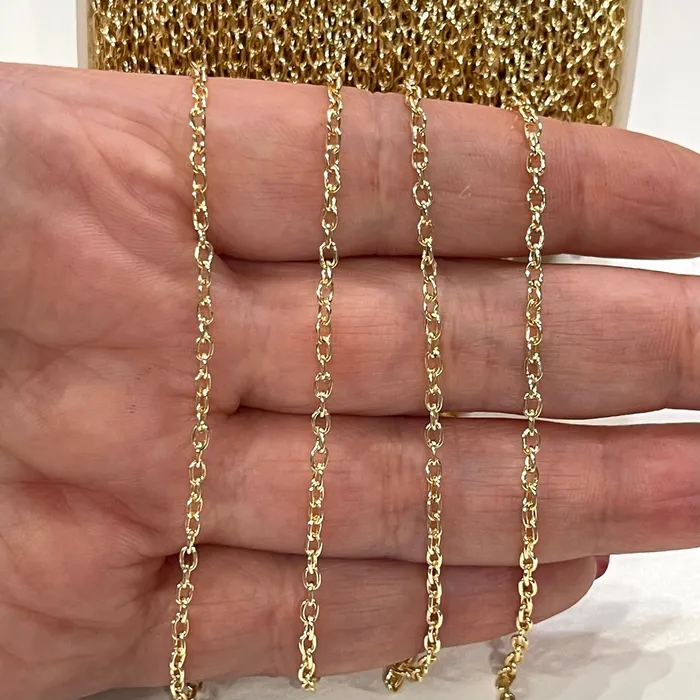 Peppy Beads Necklaces 24Kt Gold Plated Rolo Chain 3x2mm Open Link Rolo Chains Gold Curb Chain Necklace Extender Chain Peppy Beads Necklaces 24Kt Gold Plated Rolo Chain 3x2mm Open Link Rolo Chains Gold Curb Chain Necklace Extender Chain