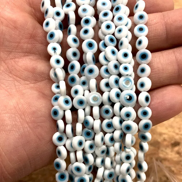 Peppy Beads Necklaces Evil Eye Beads Strand of 65 Flat Round 6mm Glass Beads Lampwork Glass Evil Eye Jewelry Lampwork Beads UK Beading Supply Peppy Beads Necklaces Evil Eye Beads Strand of 65 Flat Round 6mm Glass Beads Lampwork Glass Evil Eye Jewelry Lampwork Beads UK Beading Supply