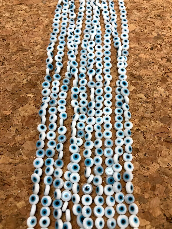 Peppy Beads Necklaces Evil Eye Beads Strand of 65 Flat Round 6mm Glass Beads Lampwork Glass Evil Eye Jewelry Lampwork Beads UK Beading Supply Peppy Beads Necklaces Evil Eye Beads Strand of 65 Flat Round 6mm Glass Beads Lampwork Glass Evil Eye Jewelry Lampwork Beads UK Beading Supply