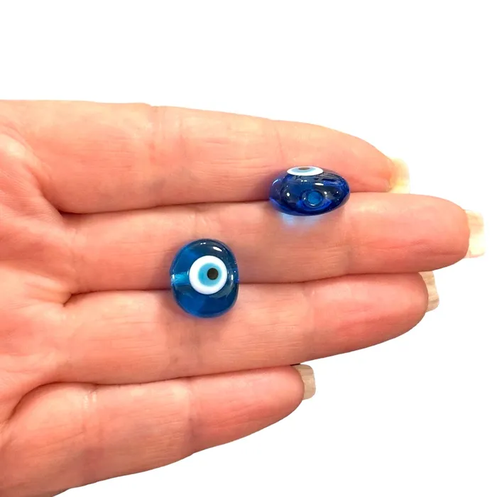 Peppy Beads Necklaces Hand Made Murano Glass Blue Evil Eye Charm