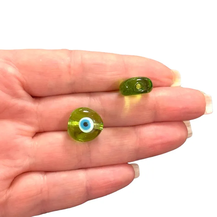 Peppy Beads Necklaces Hand Made Murano Glass Green Evil Eye Charm