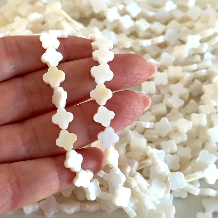 Peppy Beads Necklaces Mother Of Pearl Clover 8mm Beads Natural Mother of Pearl Clover 46 Beads Strand Peppy Beads Necklaces Mother Of Pearl Clover 8mm Beads Natural Mother of Pearl Clover 46 Beads Strand