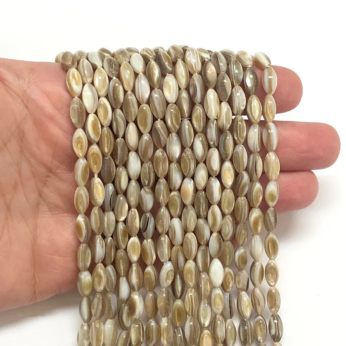 Peppy Beads Necklaces Natural Mother of Pearl Colored Rice Beads155 Inches Strand Peppy Beads Necklaces Natural Mother of Pearl Colored Rice Beads155 Inches Strand