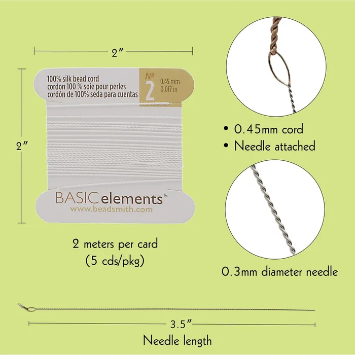 Peppy Beads Necklaces Silk Thread 100 Silk Bead Cord With Needle 2 MeterX045mm0017 inCHSWH02 Peppy Beads Necklaces Silk Thread 100 Silk Bead Cord With Needle 2 MeterX045mm0017 inCHSWH02