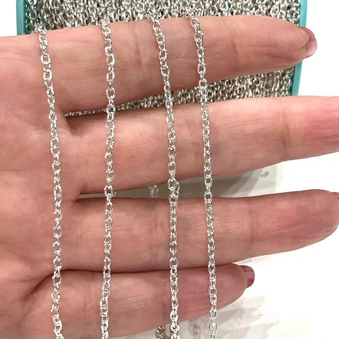 Peppy Beads Necklaces Silver Plated Rolo Chain 3x2mm Open Link Rolo Chains Silver Curb Chain Necklace Extender Chain Peppy Beads Necklaces Silver Plated Rolo Chain 3x2mm Open Link Rolo Chains Silver Curb Chain Necklace Extender Chain
