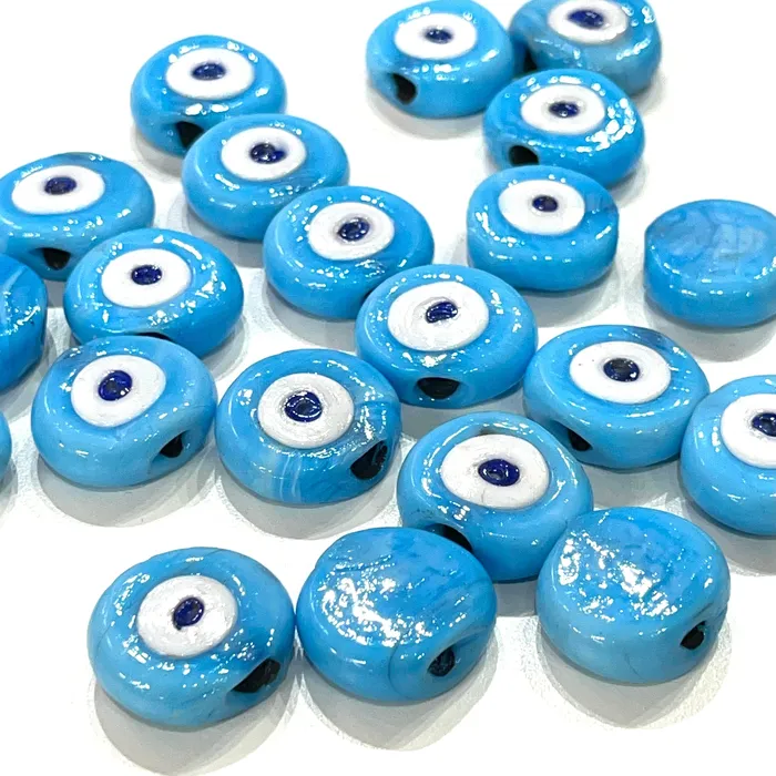 Peppy Beads Necklaces Traditional Turkish Artisan Handmade Glass Blue Evil Eye Beads Large Hole Evil Eye Glass Beads 50 Beads per pack Peppy Beads Necklaces Traditional Turkish Artisan Handmade Glass Blue Evil Eye Beads Large Hole Evil Eye Glass Beads 50 Beads per pack