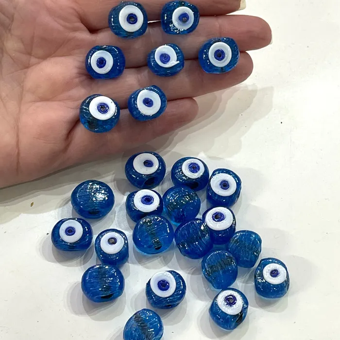 Peppy Beads Necklaces Traditional Turkish Artisan Handmade Glass Evil Eye Beads Large Hole Evil Eye Glass Beads 5 Beads per pack Peppy Beads Necklaces Traditional Turkish Artisan Handmade Glass Evil Eye Beads Large Hole Evil Eye Glass Beads 5 Beads per pack