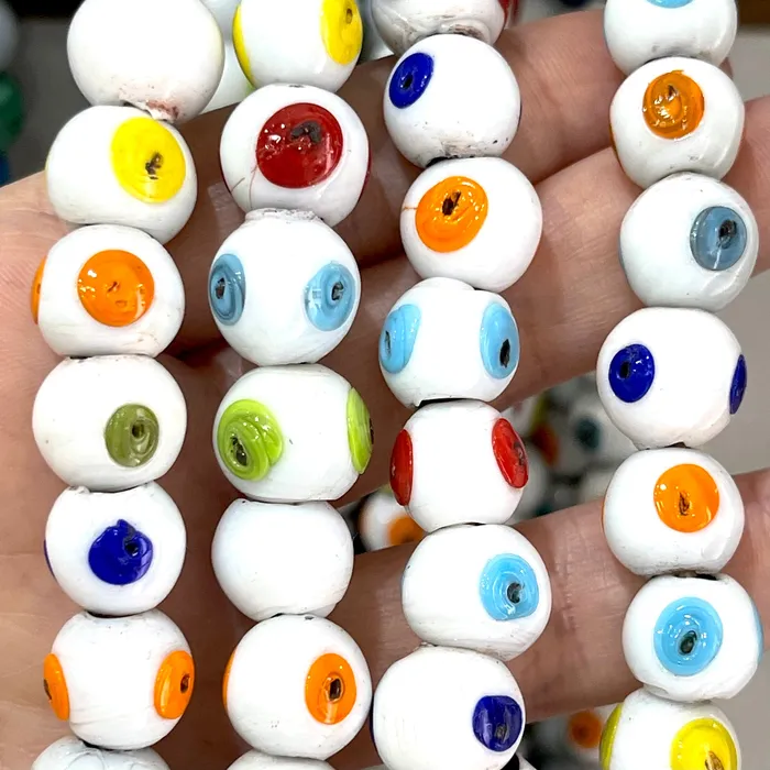 Peppy Beads Necklaces Traditional Turkish Artisan Handmade Round Evil Eye Glass Beads Large Hole Glass Beads 10 Beads in a pack Peppy Beads Necklaces Traditional Turkish Artisan Handmade Round Evil Eye Glass Beads Large Hole Glass Beads 10 Beads in a pack