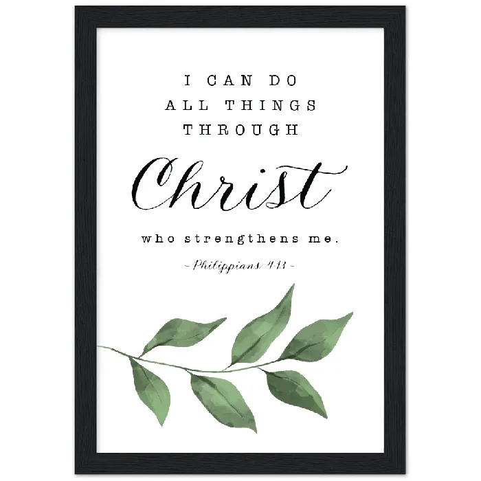 Philippians 413 Leaves Matte Poster Wooden Frame A4 Gelato Earrings