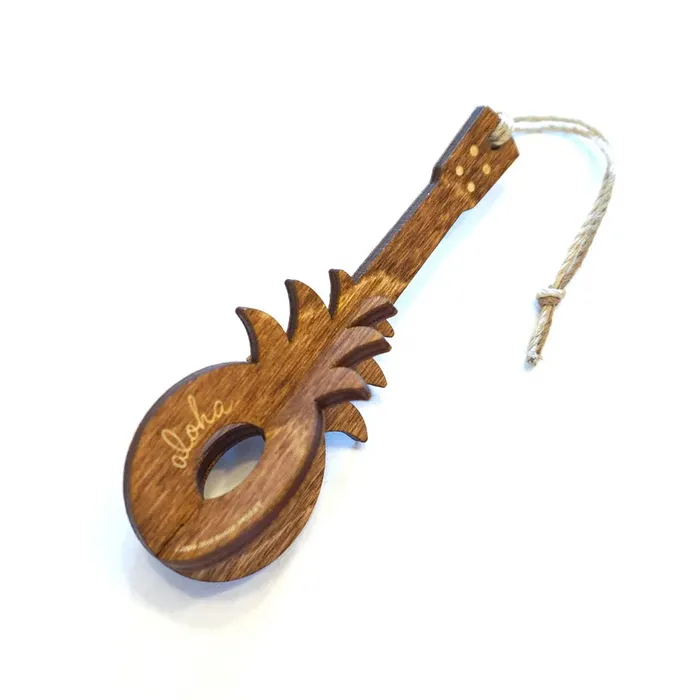 Pineapple Ukulele Wood Ornament SHOPTOAST Earrings