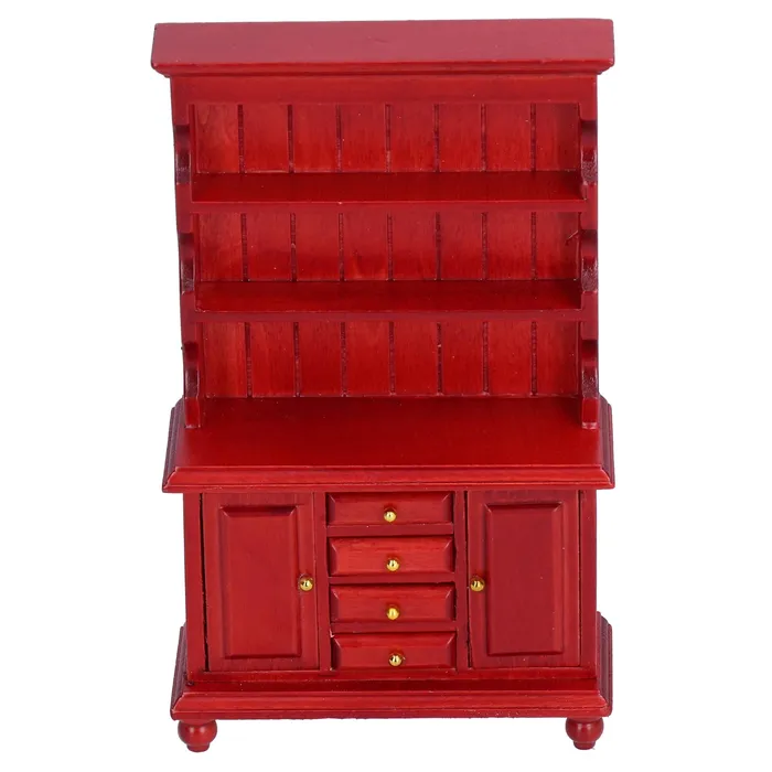 Portraits by NC Earrings 112 Dollhouse Wooden Bookcase Cupboard Cabinet Mini Furniture Toy Redwood Color