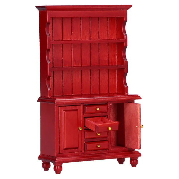 Portraits by NC Earrings 112 Dollhouse Wooden Bookcase Cupboard Cabinet Mini Furniture Toy Redwood Color