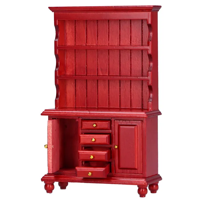 Portraits by NC Earrings 112 Dollhouse Wooden Bookcase Cupboard Cabinet Mini Furniture Toy Redwood Color