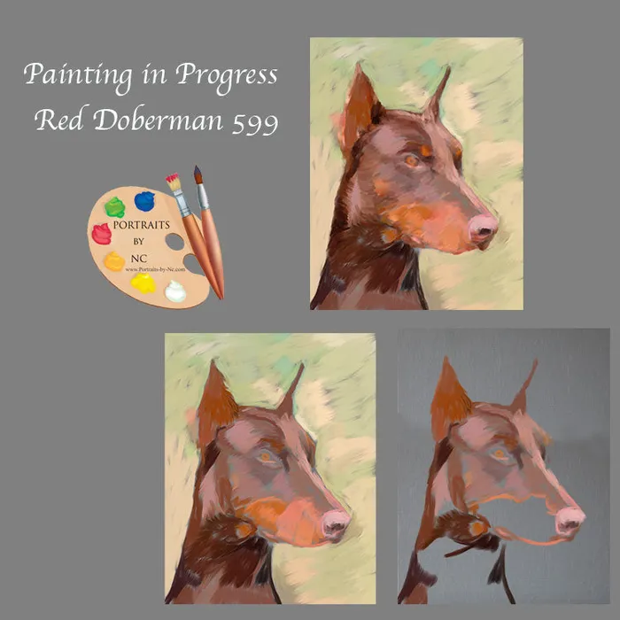 Portraits by NC Earrings Doberman Dog Oil Portrait