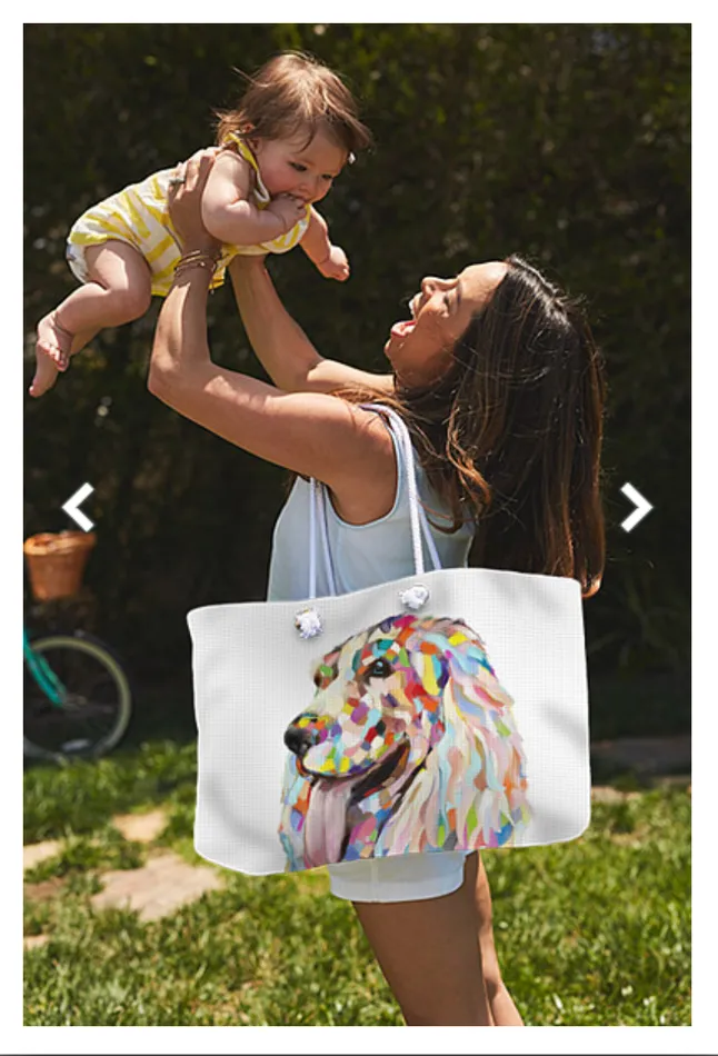 Portraits by NC Earrings Weekender Tote Bag Customizable Carryall Tote Bag Dog Design Spaniel