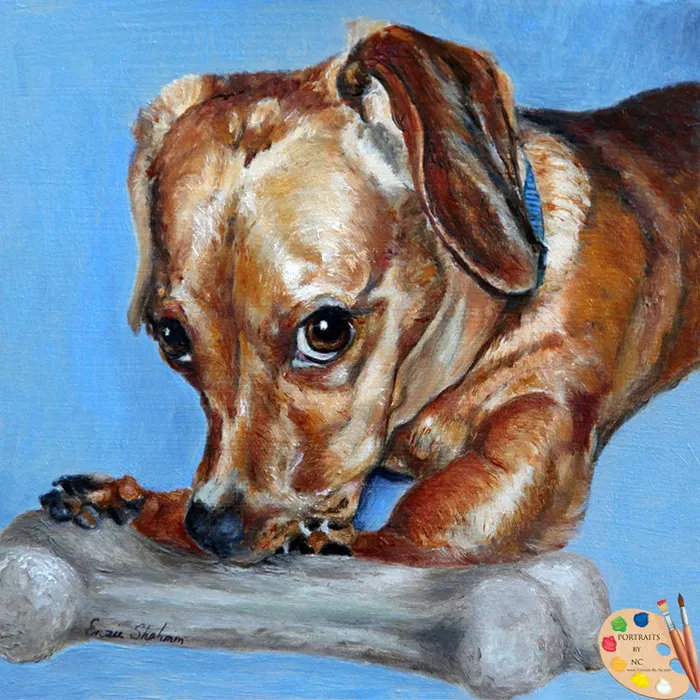 Portraits by NC Earrings Wiener Dog Oil Portrait Love them Bones