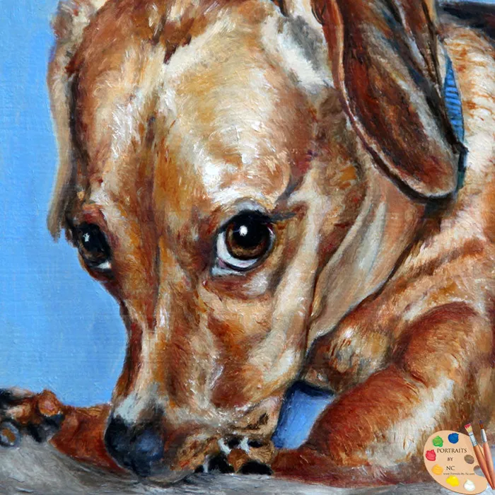Portraits by NC Earrings Wiener Dog Oil Portrait Love them Bones