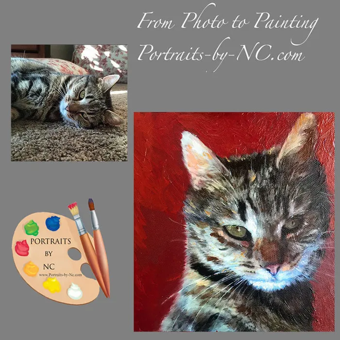 Portraits by NC Necklaces Tabby Cat Oil Portrait 5x5 inch