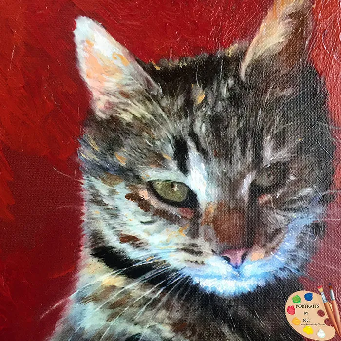 Portraits by NC Necklaces Tabby Cat Oil Portrait 5x5 inch