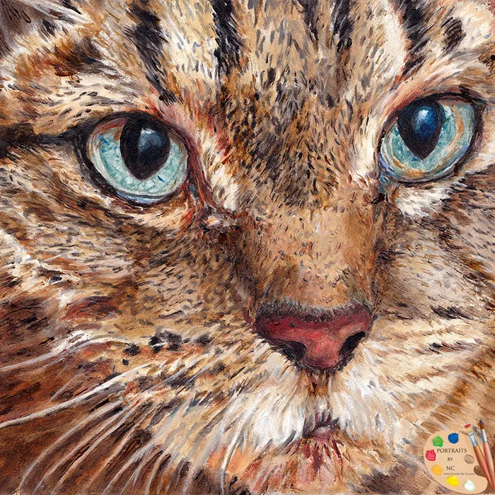 Portraits by NC Necklaces Tabby Cat Oil Portrait Bailey