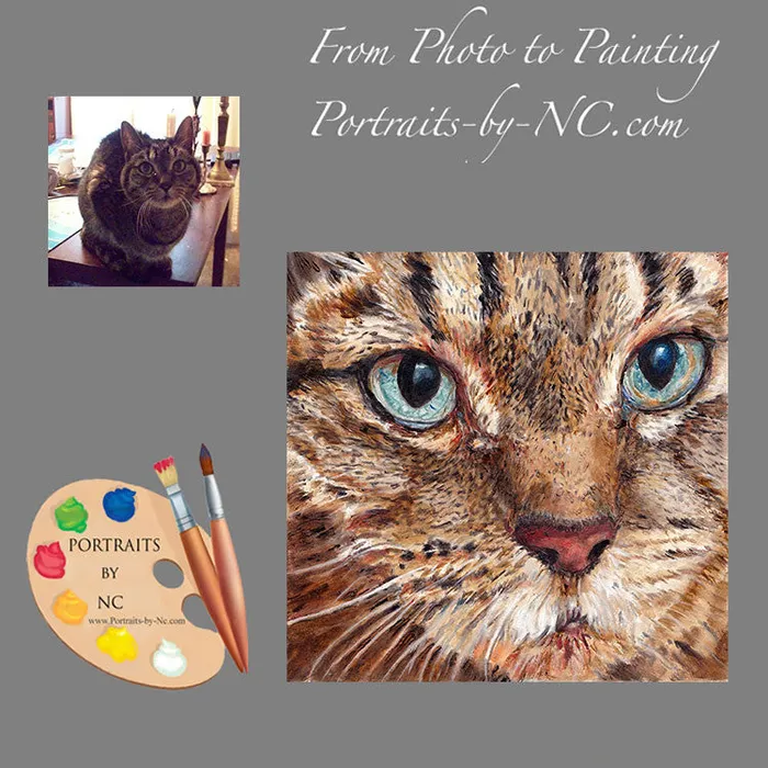 Portraits by NC Necklaces Tabby Cat Oil Portrait Bailey