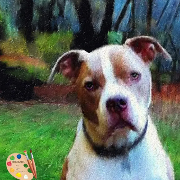 Portraits by NC Pit Bull Dog Digital Portrait Earrings