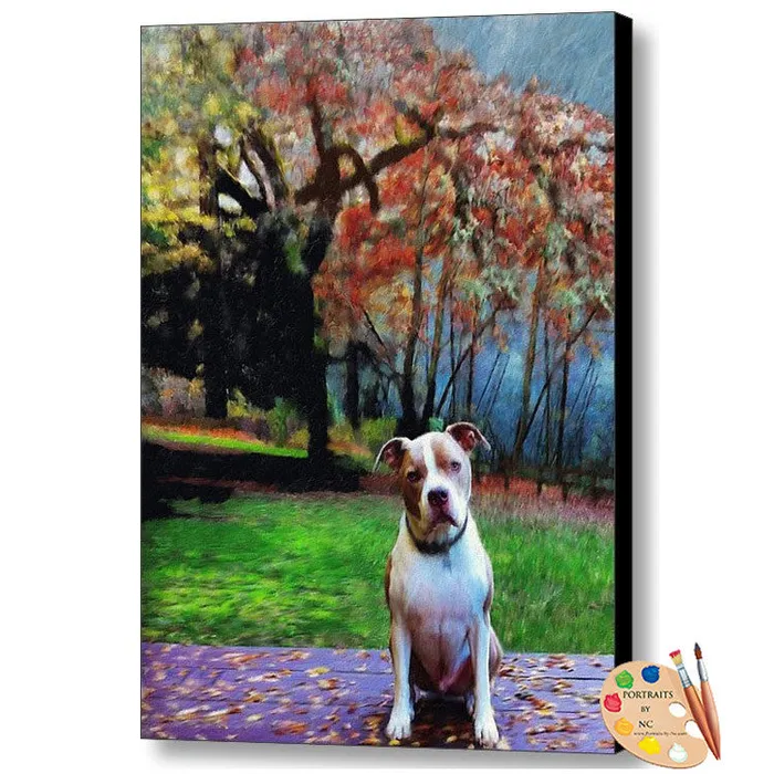 Portraits by NC Pit Bull Dog Digital Portrait Earrings
