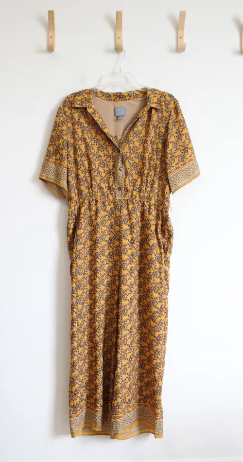 Rabbit Designs Earrings Rabbit Designs Gold Paisley Patterned Flowy Jumpsuit 16