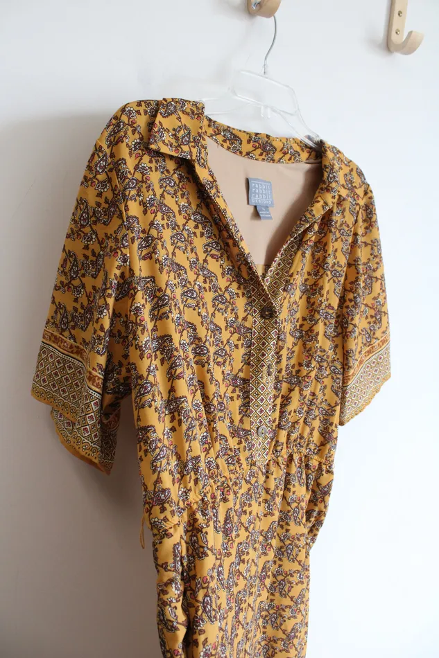 Rabbit Designs Earrings Rabbit Designs Gold Paisley Patterned Flowy Jumpsuit 16