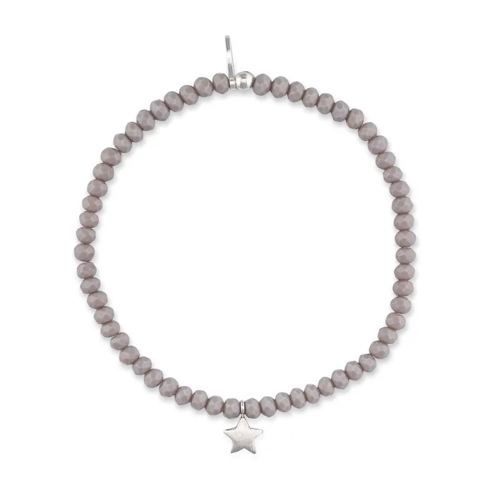 RACHEL LYNN CHICAGO Bracelets 2mm Itsy Gray Crystal and Silver Satin Star Charm Bracelet