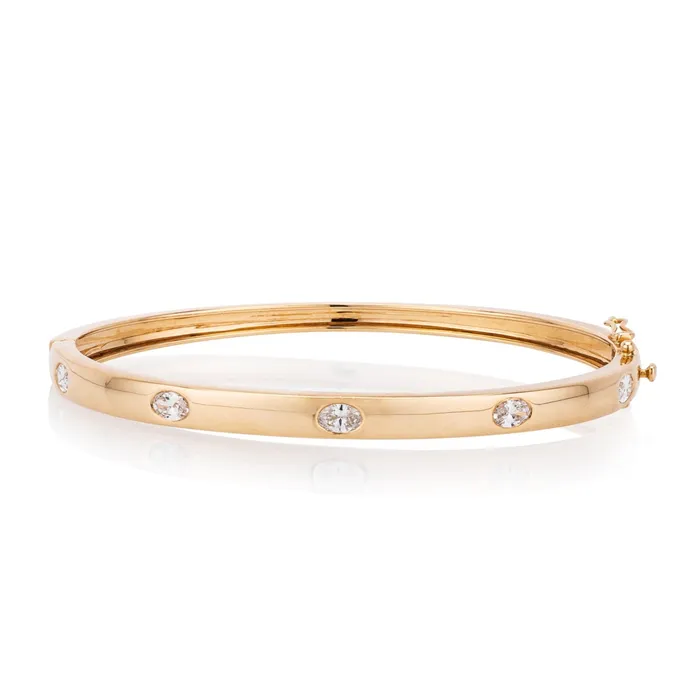 RACHEL LYNN CHICAGO Bracelets Yellow Gold Full Cut Oval Diamond Hinge Bracelet RACHEL LYNN CHICAGO Bracelets Yellow Gold Full Cut Oval Diamond Hinge Bracelet