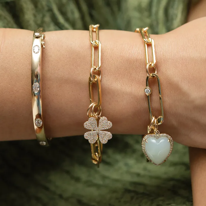 RACHEL LYNN CHICAGO Bracelets Yellow Gold Full Cut Oval Diamond Hinge Bracelet