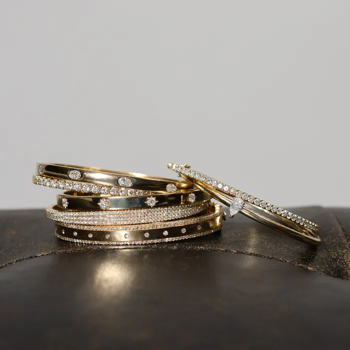 RACHEL LYNN CHICAGO Bracelets Yellow Gold Full Cut Oval Diamond Hinge Bracelet