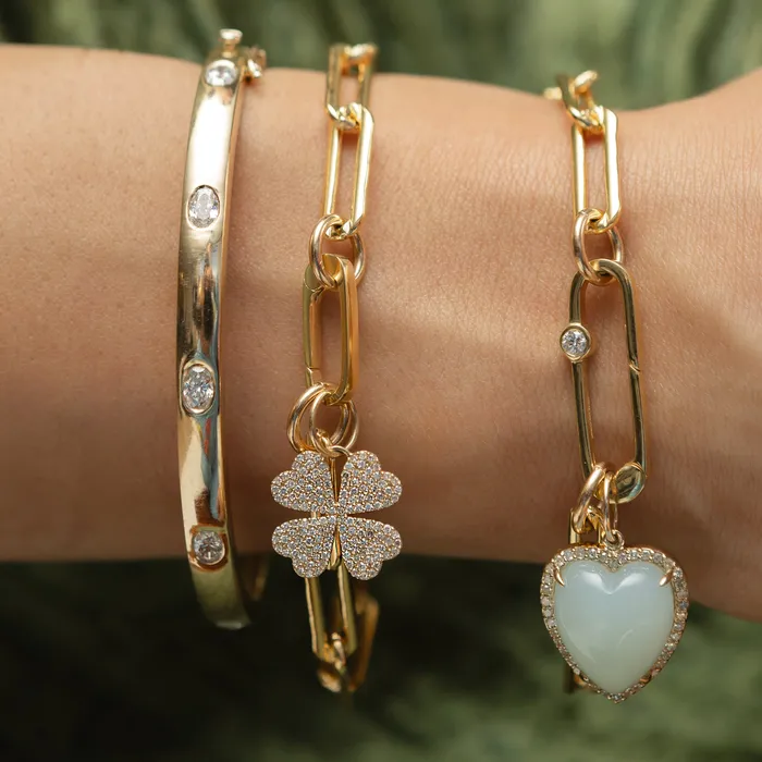 RACHEL LYNN CHICAGO Bracelets Yellow Gold Full Cut Oval Diamond Hinge Bracelet