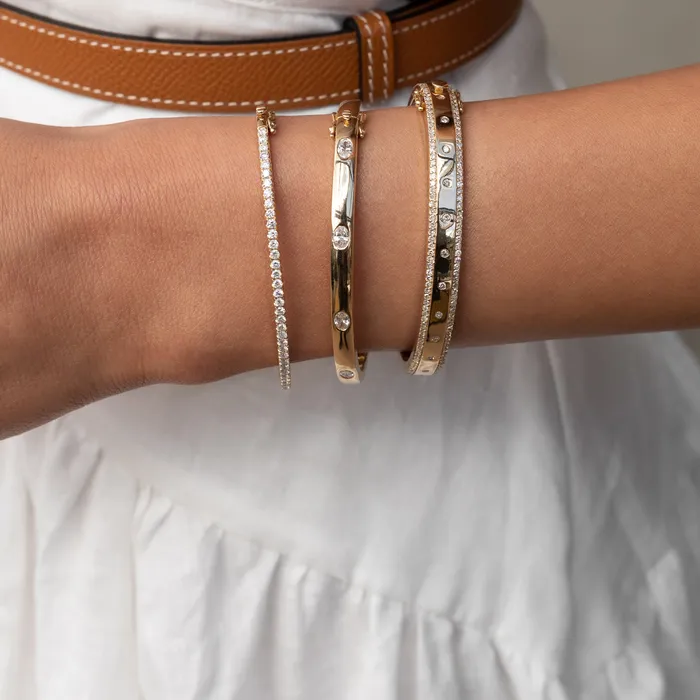 RACHEL LYNN CHICAGO Bracelets Yellow Gold Full Cut Oval Diamond Hinge Bracelet