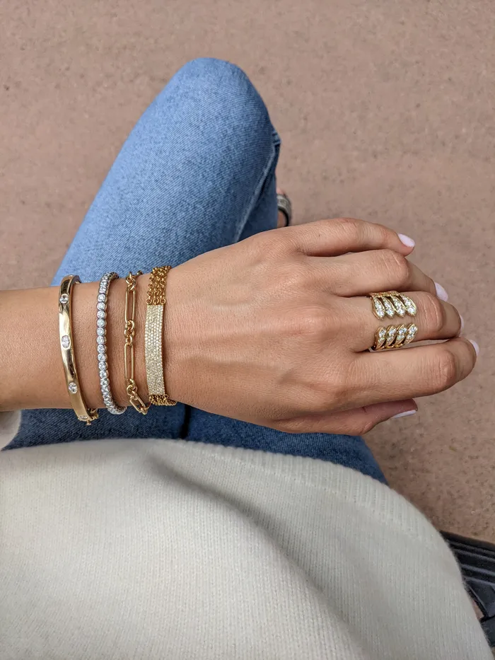RACHEL LYNN CHICAGO Bracelets Yellow Gold Full Cut Oval Diamond Hinge Bracelet