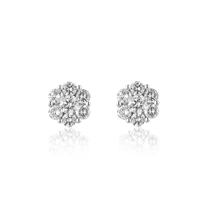 RACHEL LYNN CHICAGO Earrings 18 Karat White Gold Floral Stud Earrings 150cts