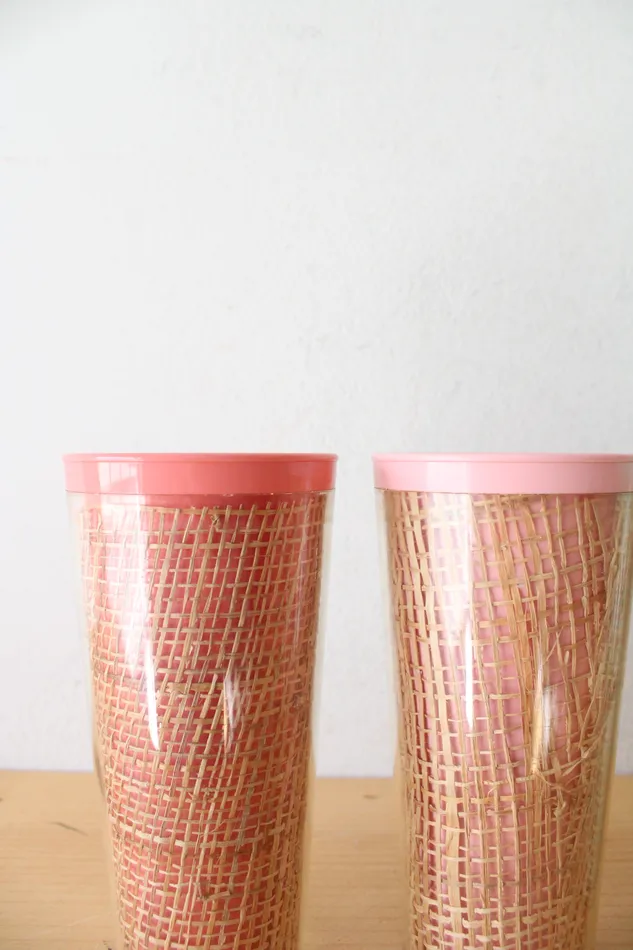 Raffiaware Vintage Melamine Pitcher Tall Cup Set Jubilee Thrift Earrings