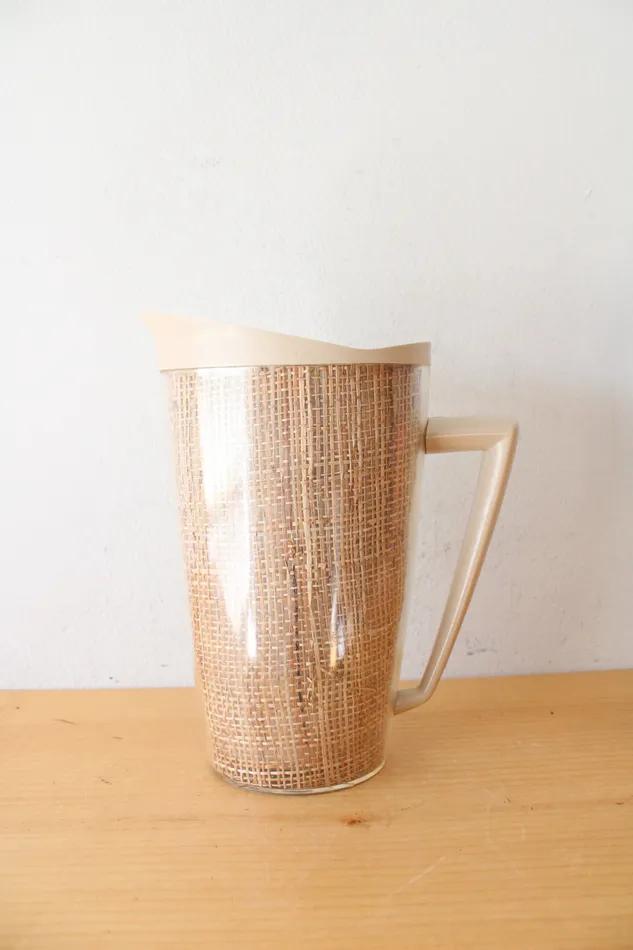 Raffiaware Vintage Melamine Pitcher Tall Cup Set Jubilee Thrift Earrings